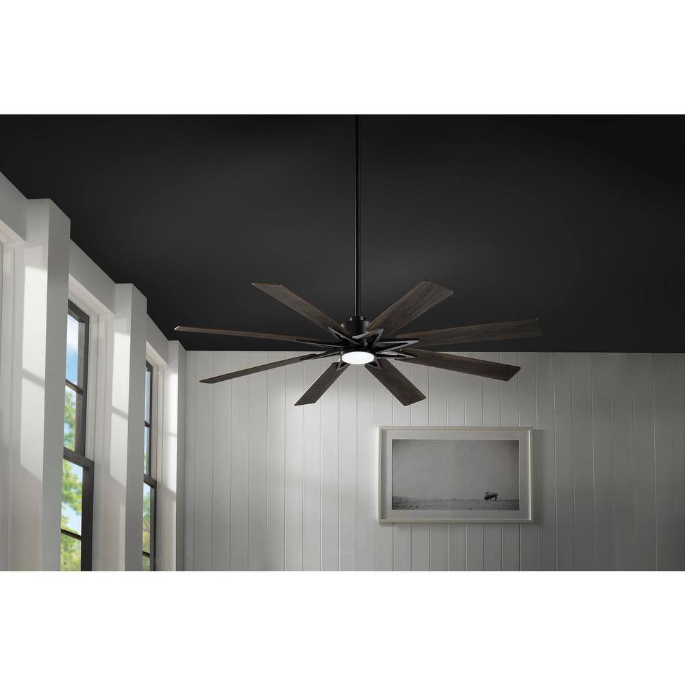 Home Decorators Collection Intervale 72 in. Integrated CCT LED IndoorOutdoor Matte Black Ceiling Fan with Light and Remote Control Included N609A-MBK