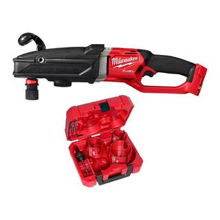 MW M18 FUEL 18-Volt Li-Ion Brushless Cordless GEN 2 SUPER HAWG 716 in. Right Angle Drill with Carbide Hole Saw Kit (7pc) 2811-20-49-56-9280