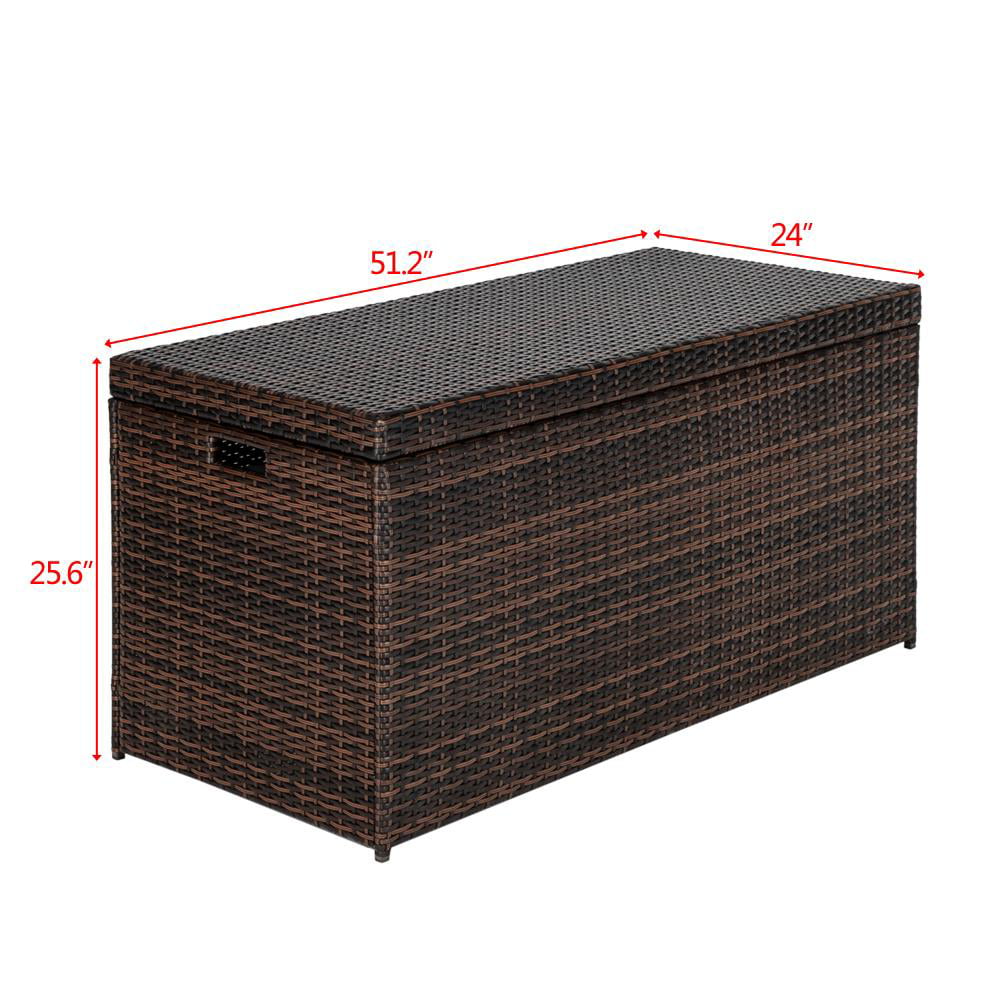 UBesGoo 135 Gallon Outdoor Patio Resin Wicker Deck Storage Box Brown