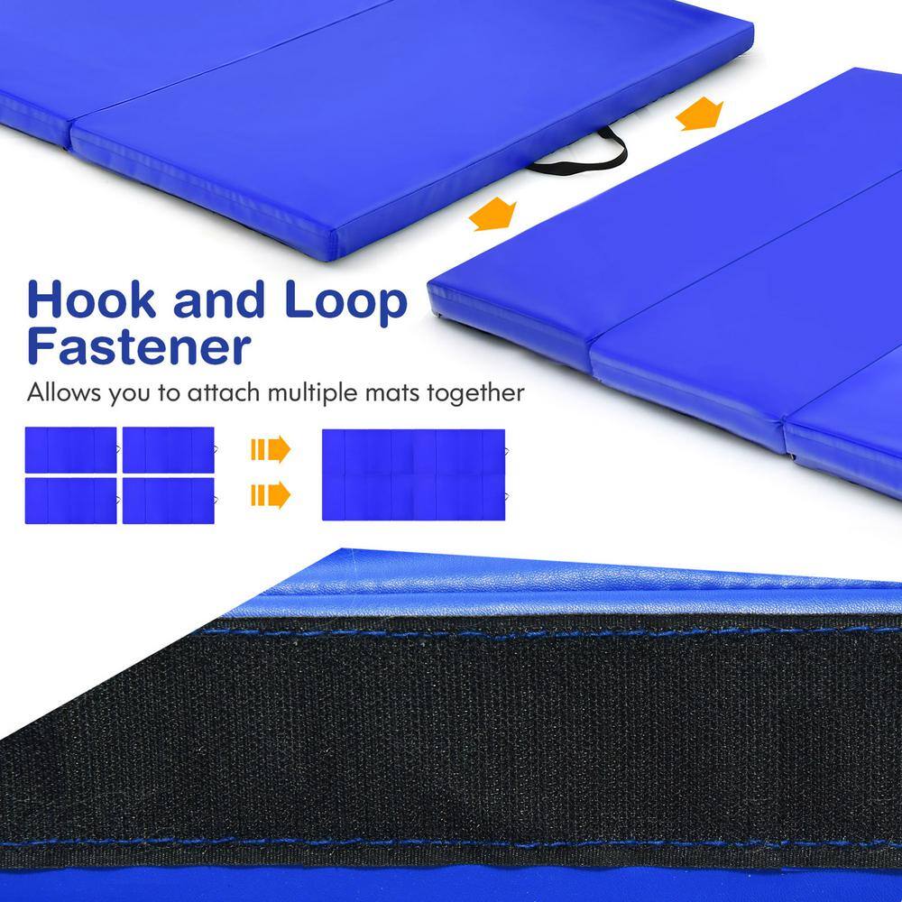 HONEY JOY Navy 48 in. x 96 in. x 2'' Gymnastics Mat Thick Folding Panel Aerobics Exercise Gym Fitness (32 sq.ft.) TOPGYM0002