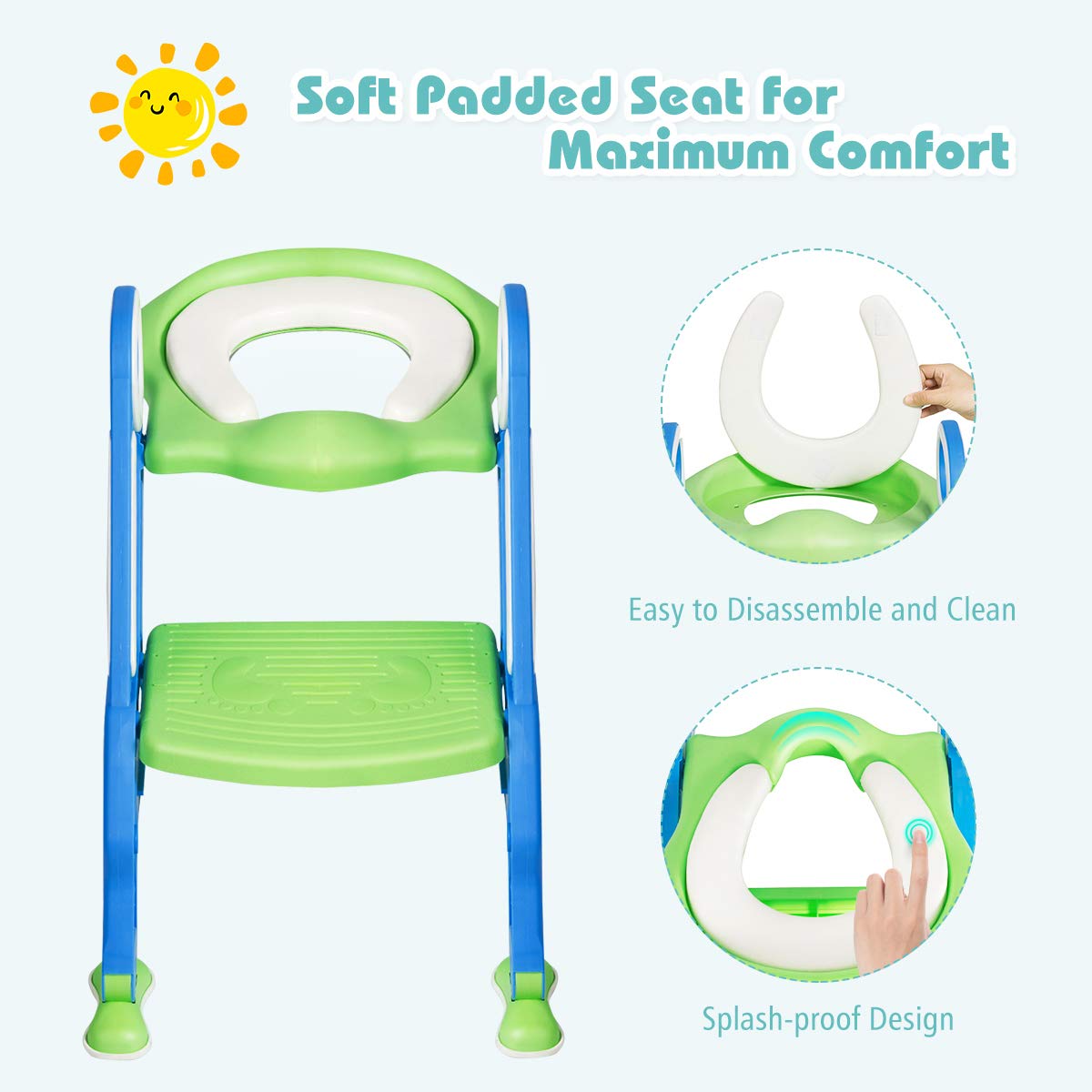 Kids Portable Potty Training Toilet Seat w/Step Stool Ladder