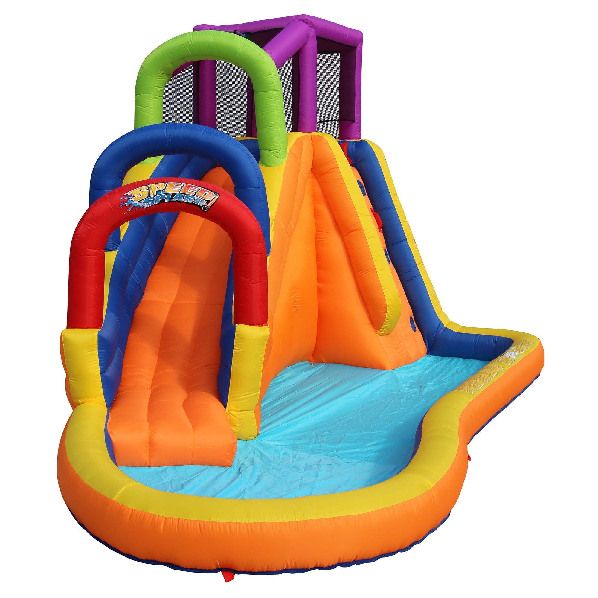 Banzai Speed Slide Water Park, Length: 14 ft 7 in, Width: 9 ft 6 in, Height: 8 ft, Inflatable Outdoor Backyard Water Slide Splash Toy