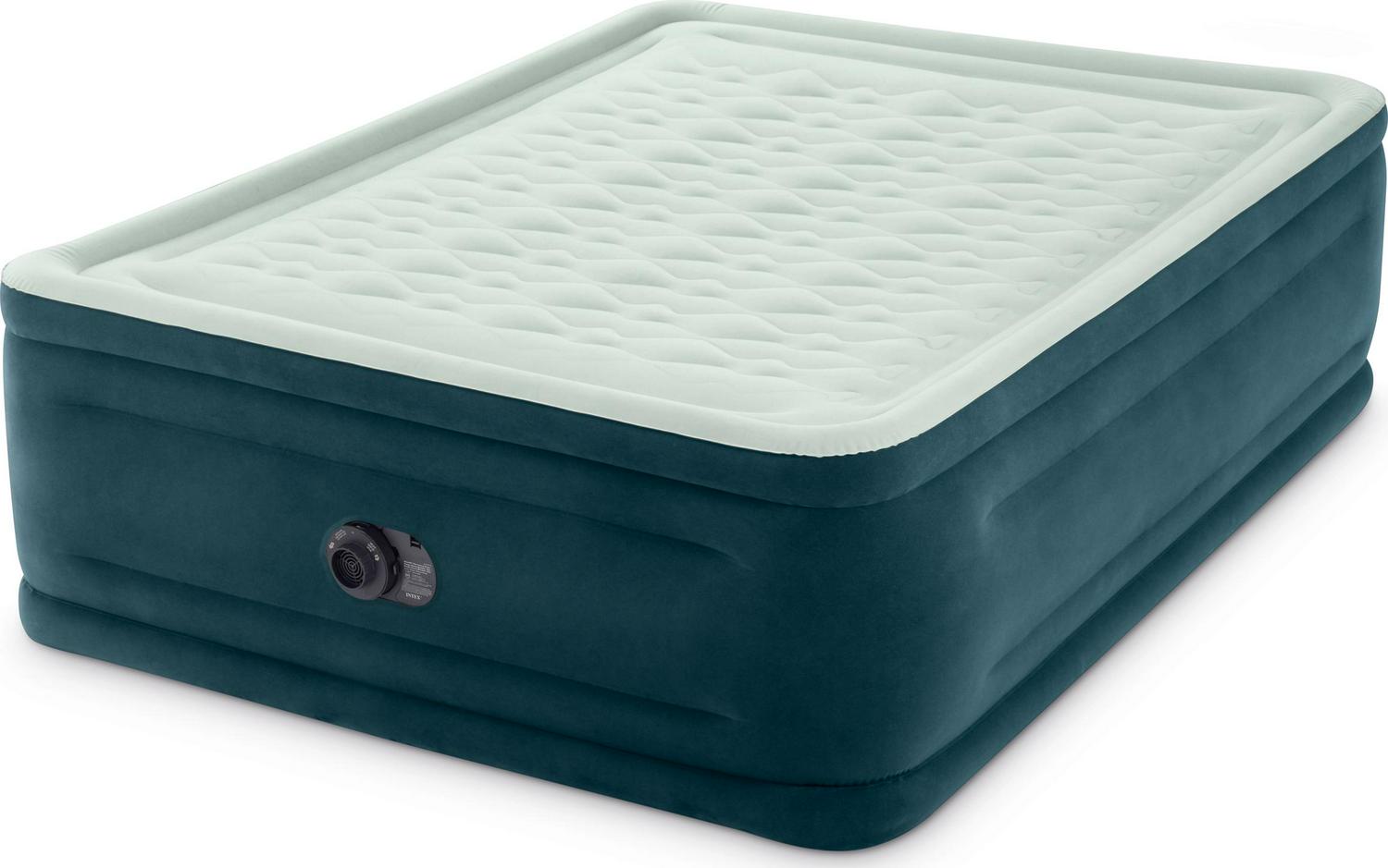 Intex Dura-Beam 24 Pillowtop Air Mattress， with Built-in Pump， Queen