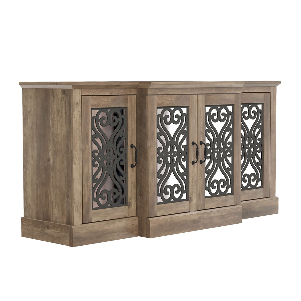 Calidia Wood 59.1in. 4 Door Wide Accent Sideboard with Adjustable Shelves   59.1\