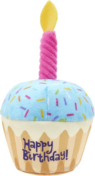 Frisco Plush Birthday Cupcake with Squeaker Dog Toy