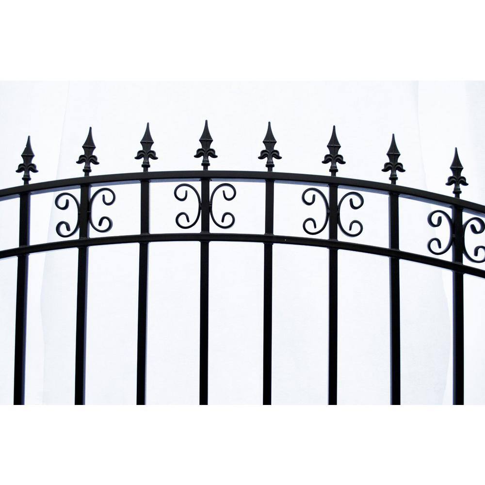 ALEKO St. Louis Style 12 ft. x 6 ft. Black Steel Single Swing Driveway Fence Gate DG12STPSSW-HD