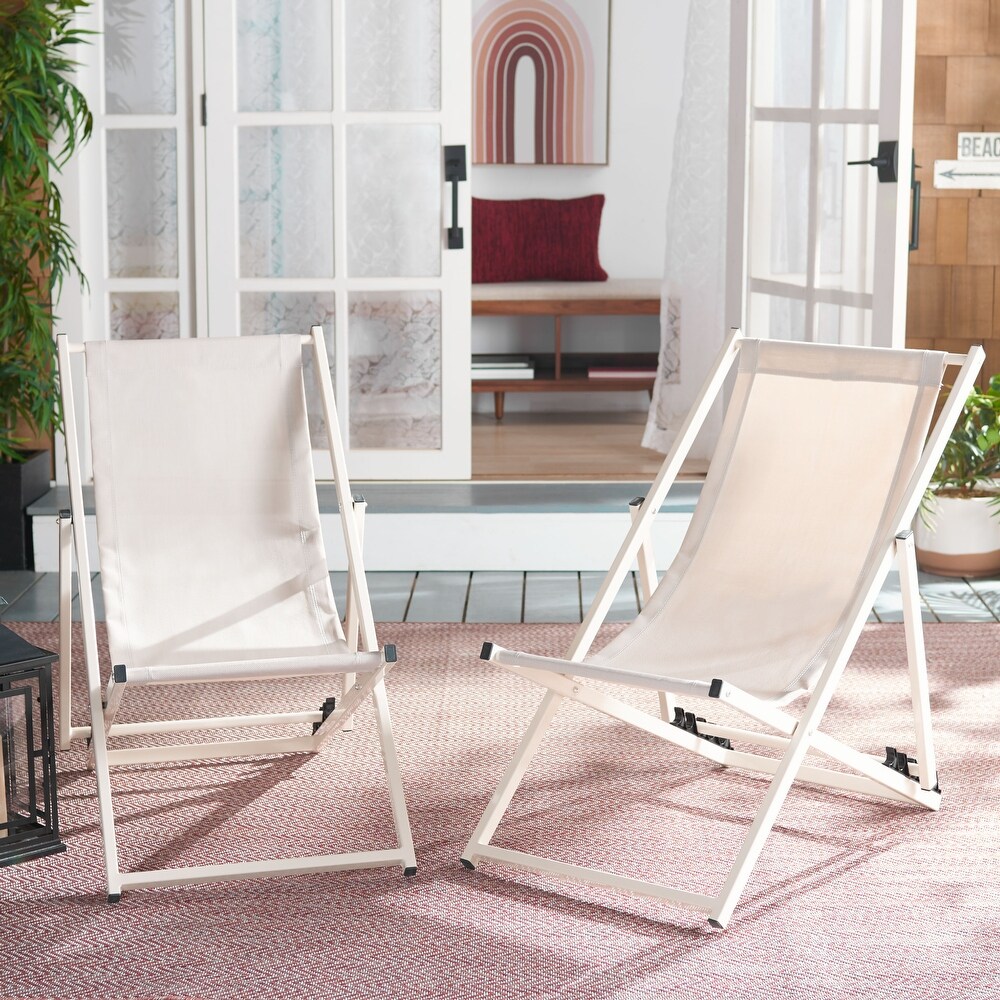 SAFAVIEH Outdoor Breslin Set Of 2 Sling Chairs   36\