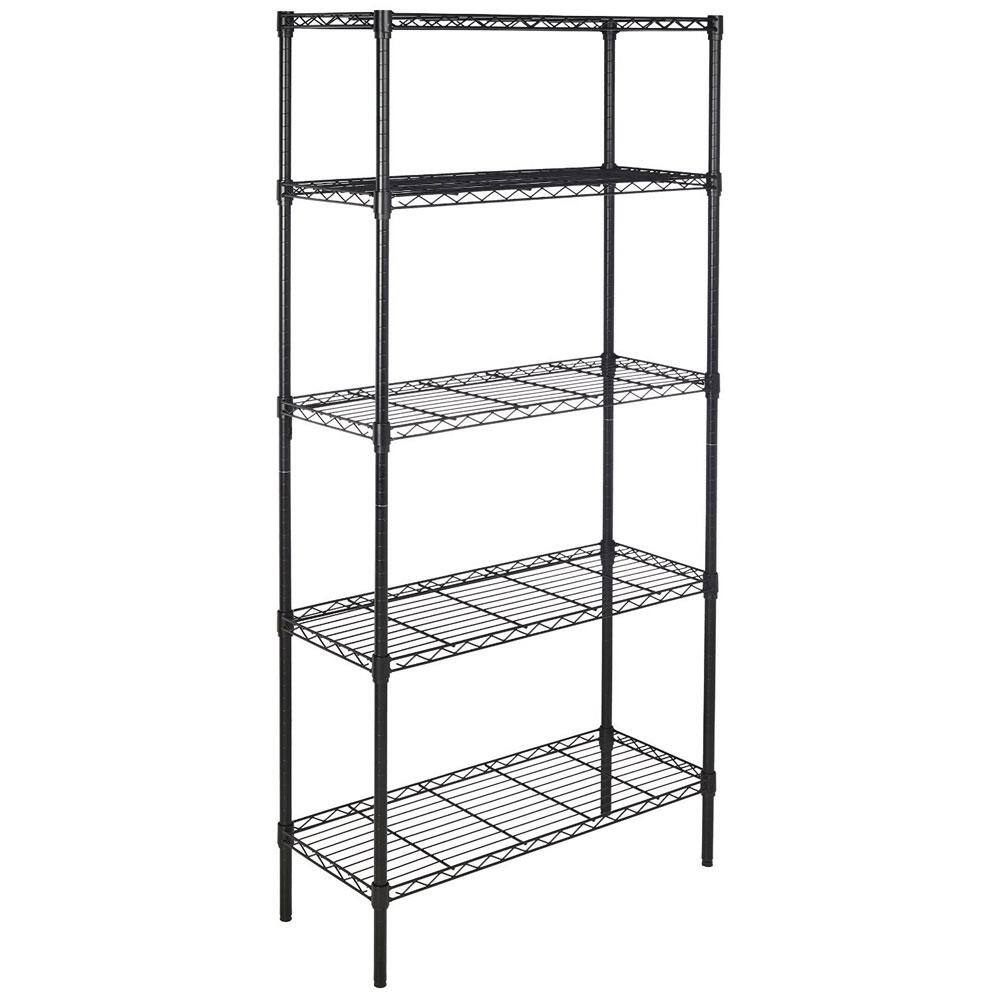 Karl home Black 5-Tier Metal Freestanding Garage Storage Unit (13.78 in. W x 71 in. H x 35.43 in. D) 302992573341