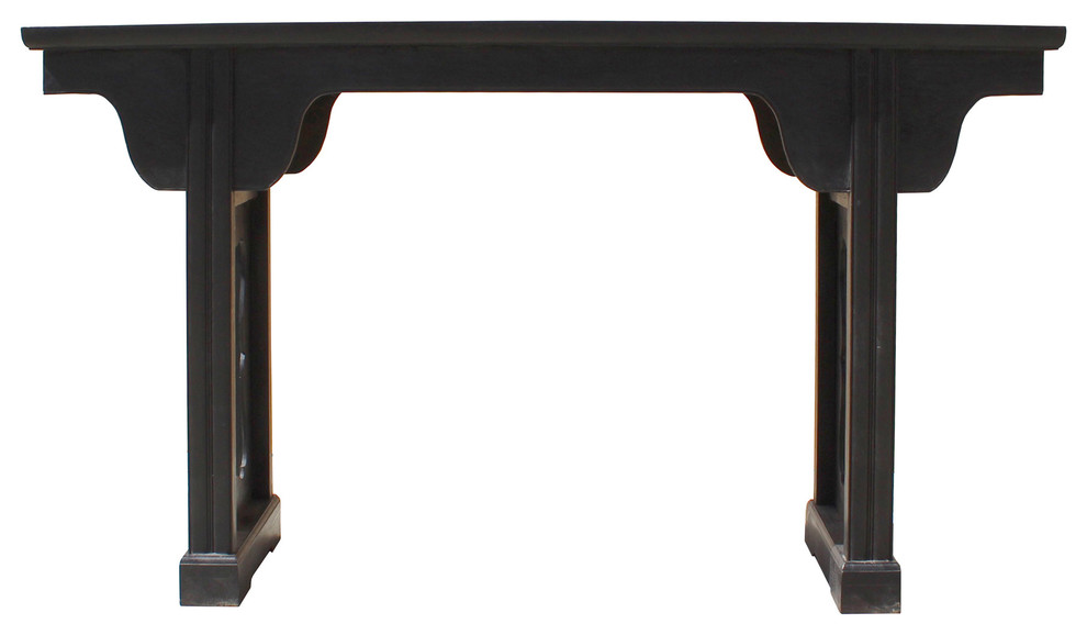 Chinese Dark Brown Black Huali Rosewood Plain Ming Style Altar Table   Asian   Console Tables   by Golden Lotus Antiques  Houzz