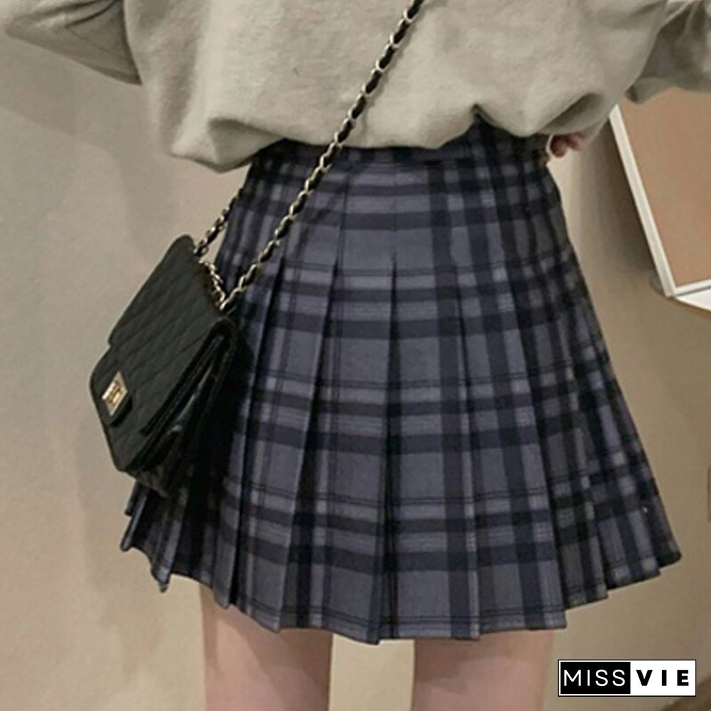 Spring Summer Fashion Pleated Skirt Women Loose Casual High Waist Lady Preppy Skirts A Line Korean Student Mini Skirts New