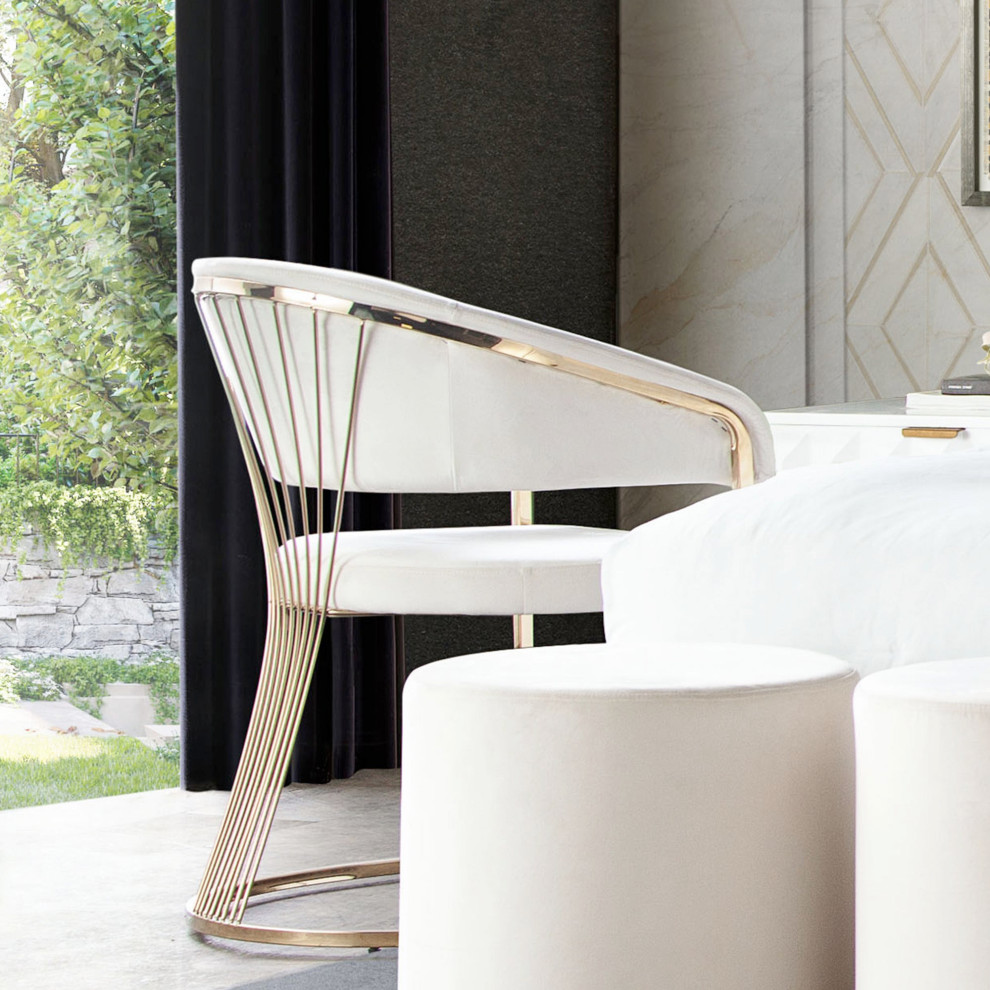 Solstice Dining Chair  Cream Velvet   Contemporary   Dining Chairs   by AMOC  Houzz