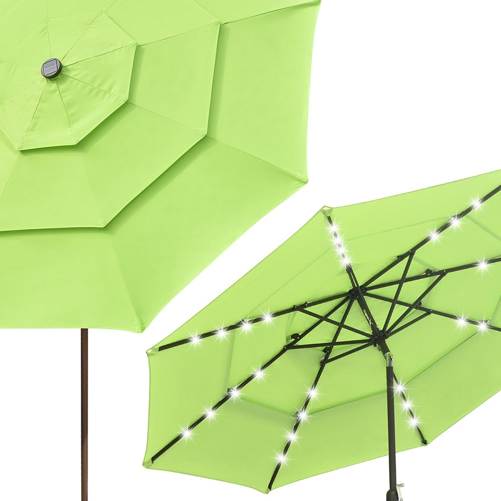 Yescom 10ft Prelit Umbrella 3-Tiered Patio Umbrella with Lights