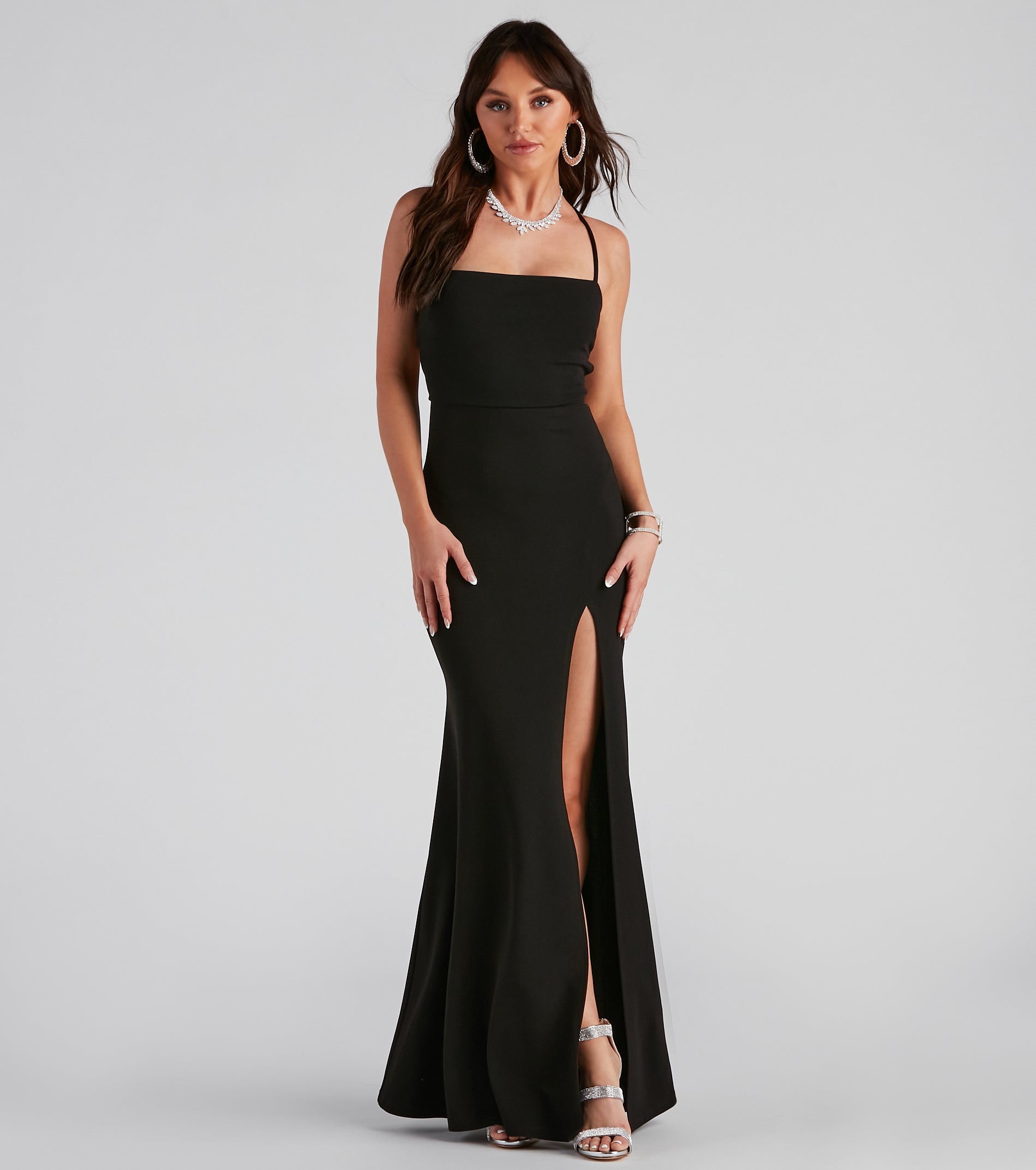 Tabitha Formal High Slit Crepe Dress