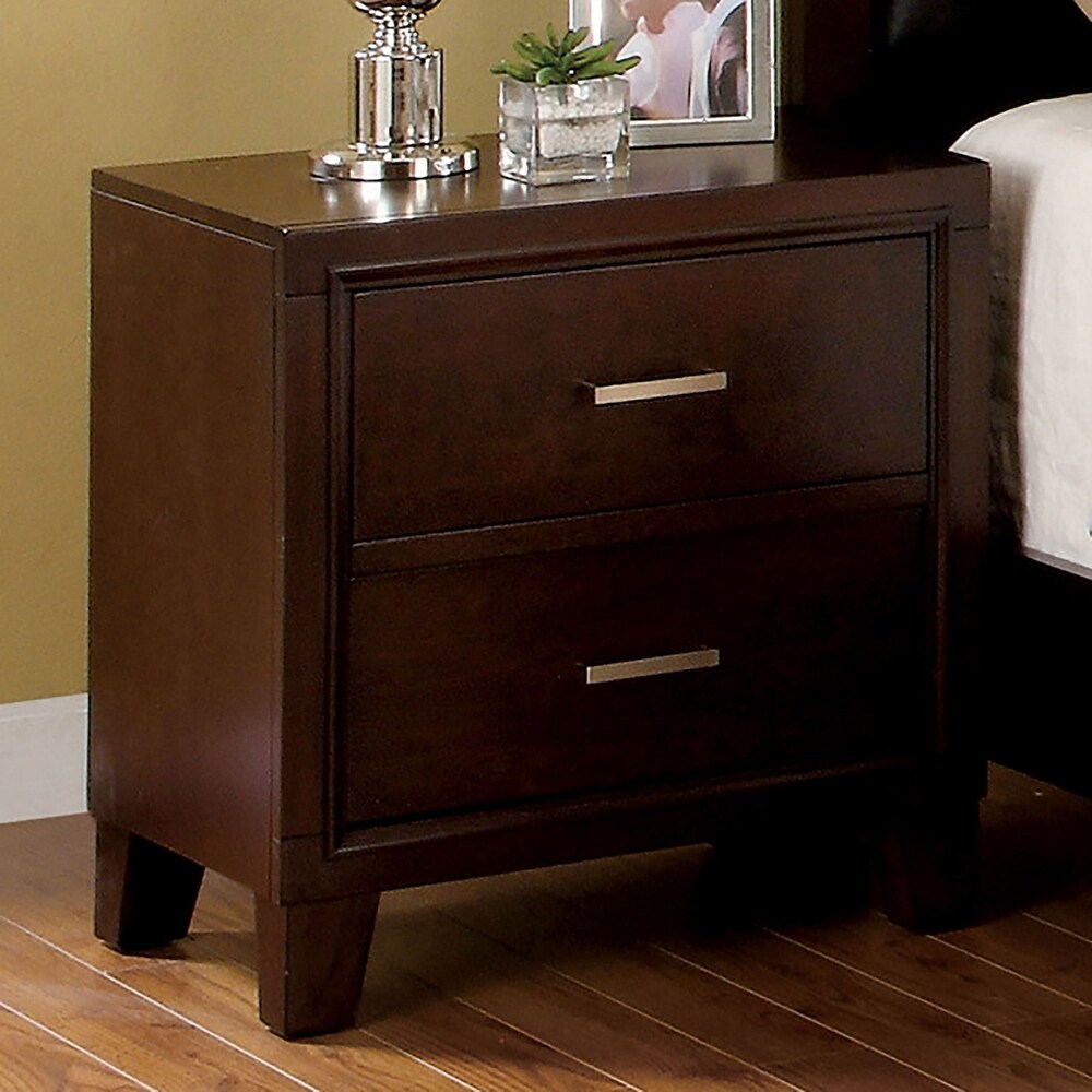 2 Drawers Wood Nightstand