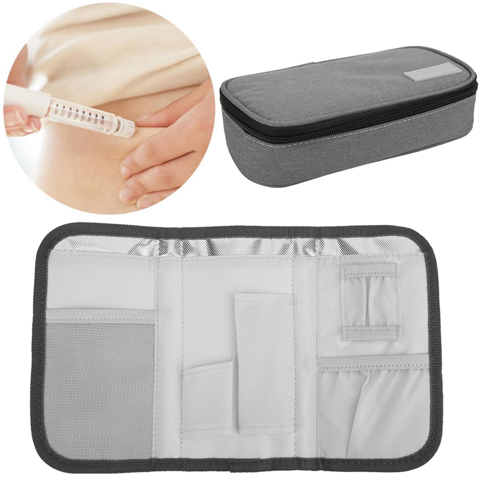 Insulin Refrigerated Box Portable Waterproof Alcohol Pad Ice Bag For Diabetic Patientsgray Not Include Ice Pack