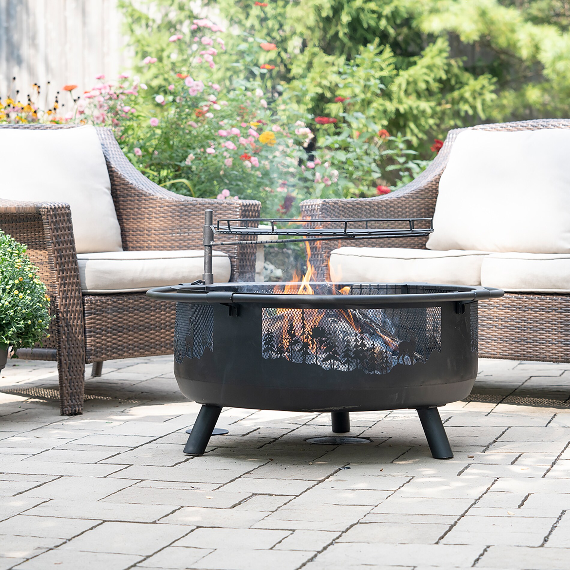 Blue Sky Outdoor Living WBFB36SG-MD 36-in W Black Steel Wood-Burning Fire Pit