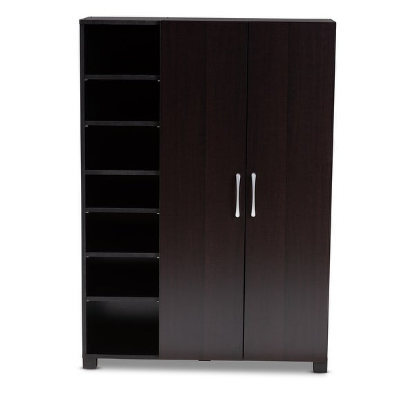 Contemporary Wenge Dark Brown Shoe Storage Cabinet - - 27147061