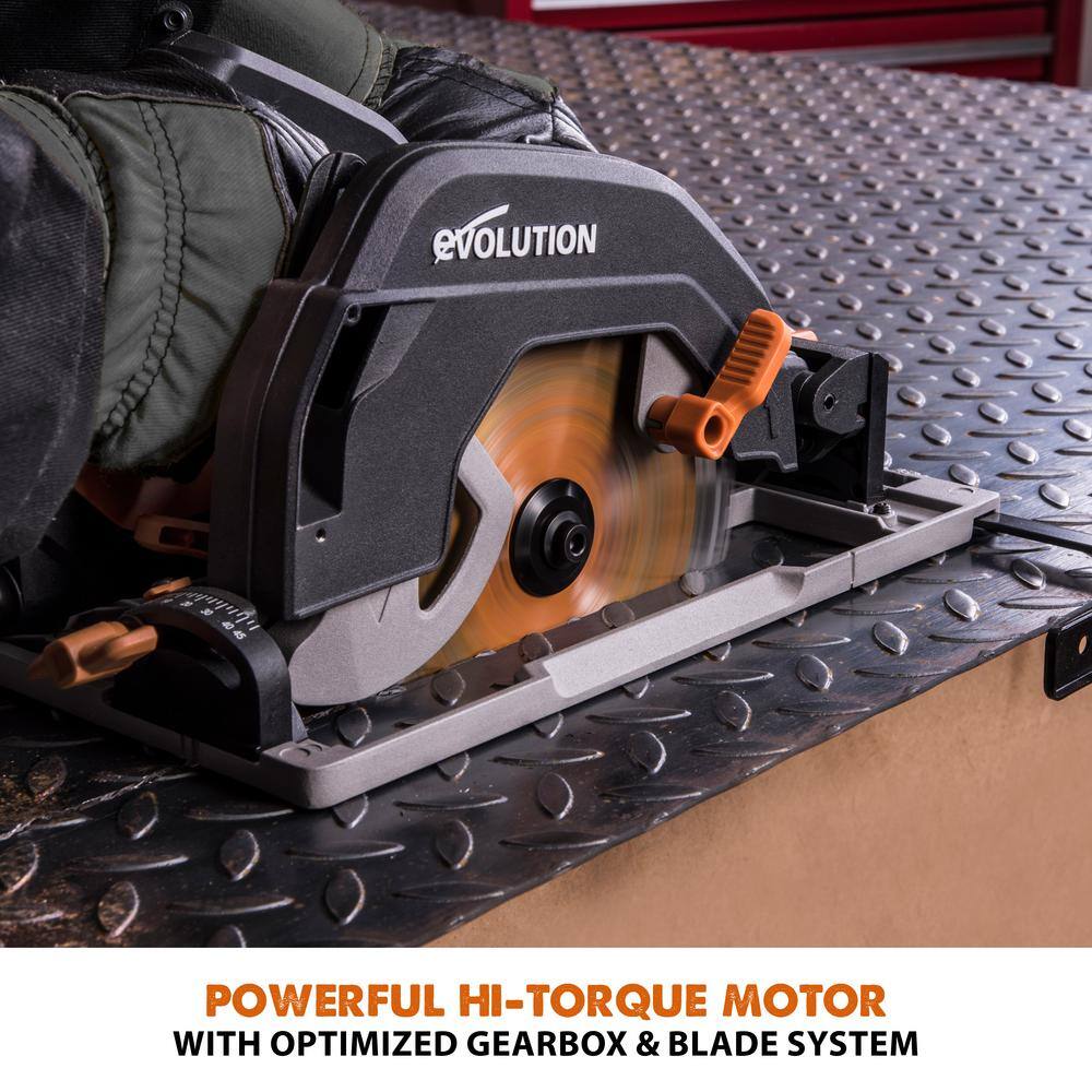 Evolution Power Tools 15 Amp 7-14 in. Circular Track Saw Kit with 40 in. Track Electric Brake and Multi-Material Blade R185CCSX