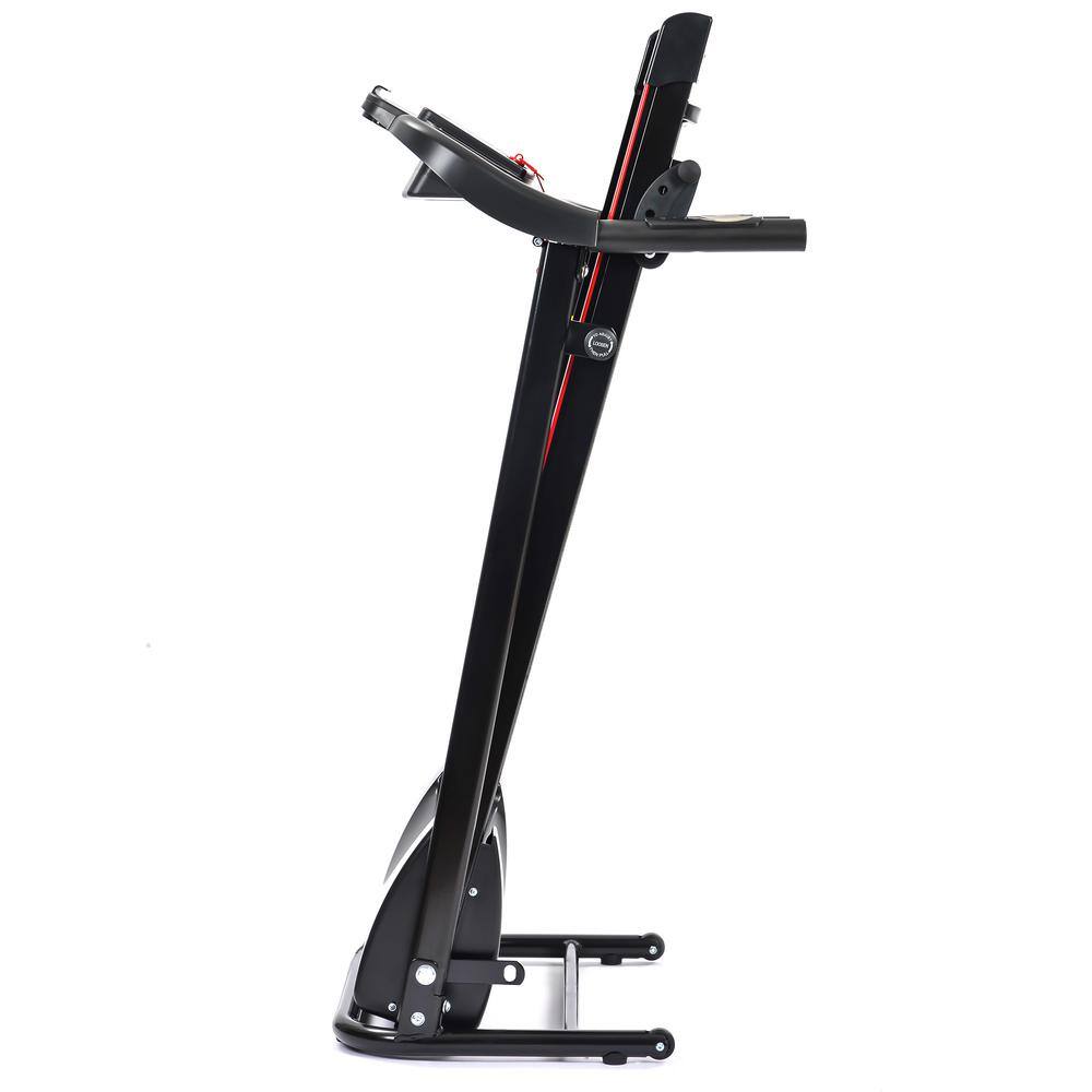 Tidoin 2.5 HP Black Stainless Steel Folable Electric Treadmill with Bluetooth Music 5 in. LCD Display and Heart Rate Sensor SHU-YDW2-107