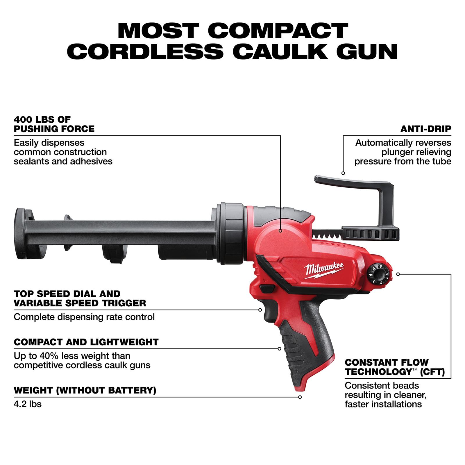 Milwaukee Tool 2441-20 Milwaukee M12 Caulk and Adhesive Guns