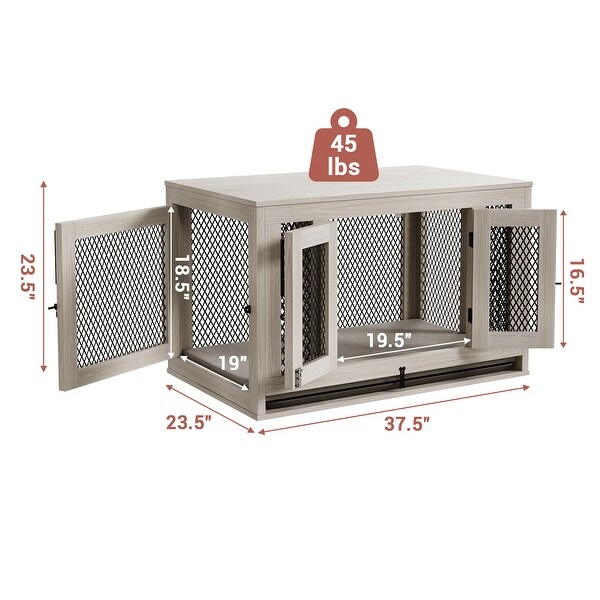 Dog Crate with Cushion and Tray Heavy Duty Dog Kennel Double Doors