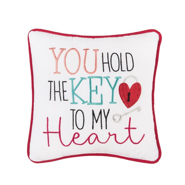 C amp f Home Key To My Heart Valentine x27 s Day Embroidered 10 X 10 Inch Throw Pillow Cute Romantic Partner Spouse Decorative Accent Covers For Couch And Bed