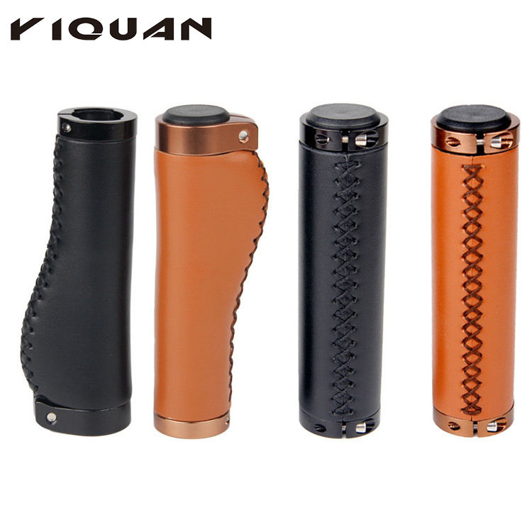 Hot Sale Soft Comfortable Vintage Pu Leather Bicycle Handlebar Grips Lock On Bike Handlebar Grips