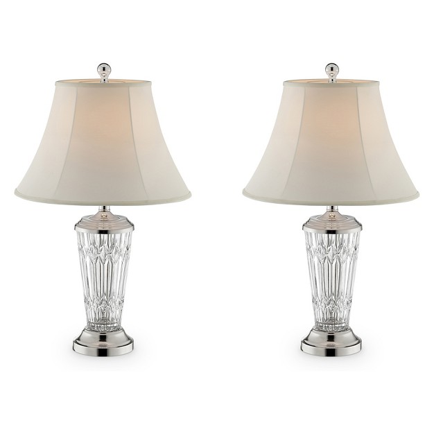 Traditional Glass Table Lamp Set Of 2 includes Cfl Light Bulb Silver Ore International