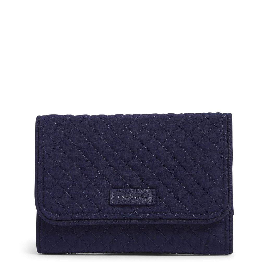 Vera Bradley  RFID Riley Compact Wallet in Microfiber Classic Navy