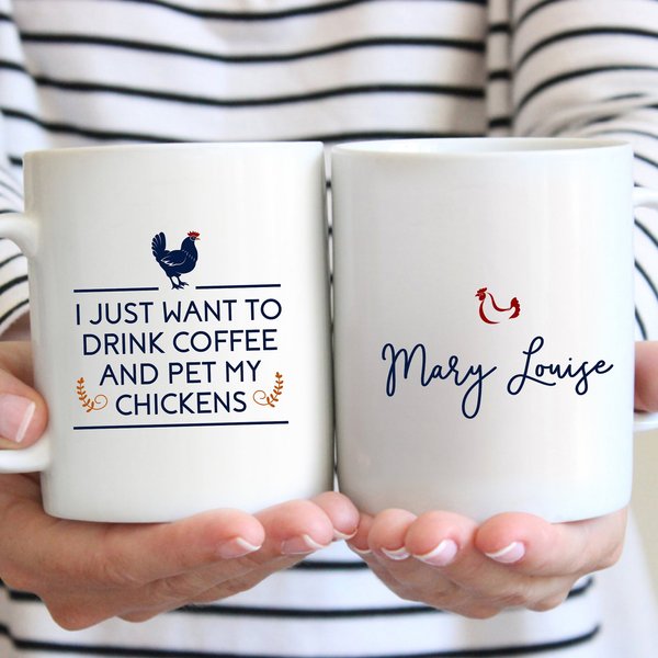 904 Custom Personalized Drink Coffee， Pet Chickens Double Sided Mug， 11-oz