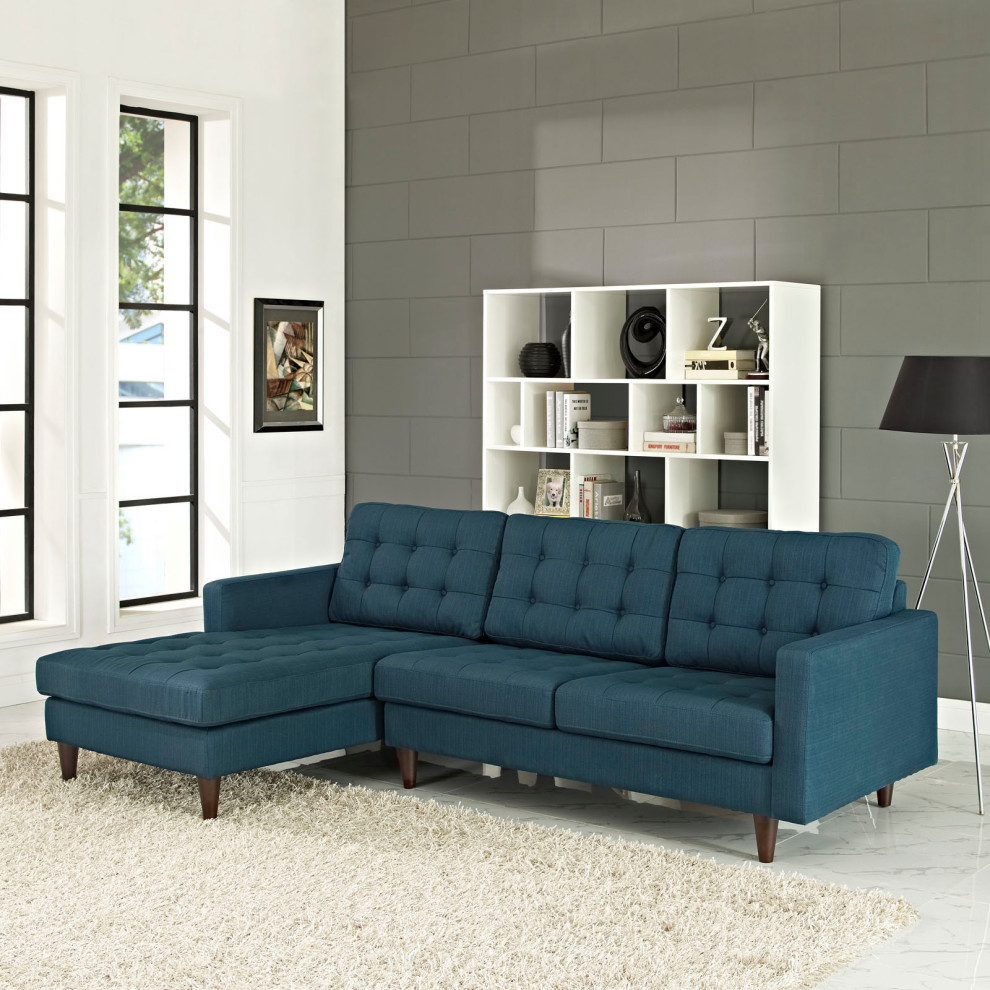 Empress Left Facing Upholstered Fabric Sectional Sofa   Midcentury   Sectional Sofas   by PARMA HOME  Houzz