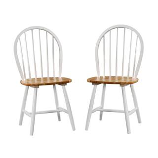 Boraam Farmhouse White and Natural Wood Dining Chair (Set of 2) 31316