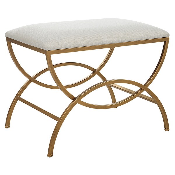 Beige Upholstered Accent Stool - 17.25