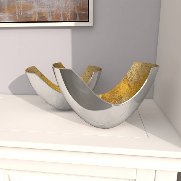 Set Of 2 Contemporary U Shaped Aluminum Bowls Gold Olivia amp May