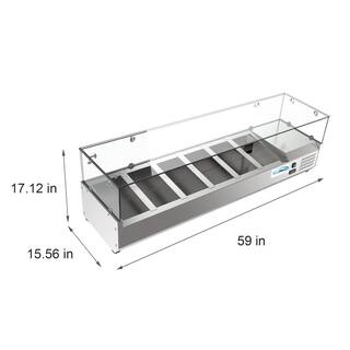 Koolmore 59 in. W 6-Pan 1 cu. ft. Commercial Refrigerator Condiment Prep Station in Stainless Steel SCDC-6P-SG