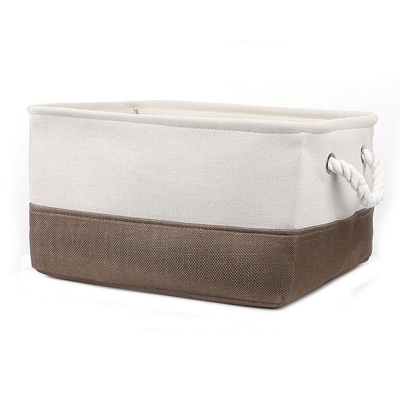 Fabric Dual Handles Laundry Bin Basket Storage Container Box M Size