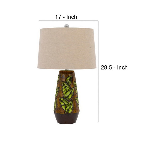 Benjara BM272320 29 Inch Ceramic Table Lamp with D...