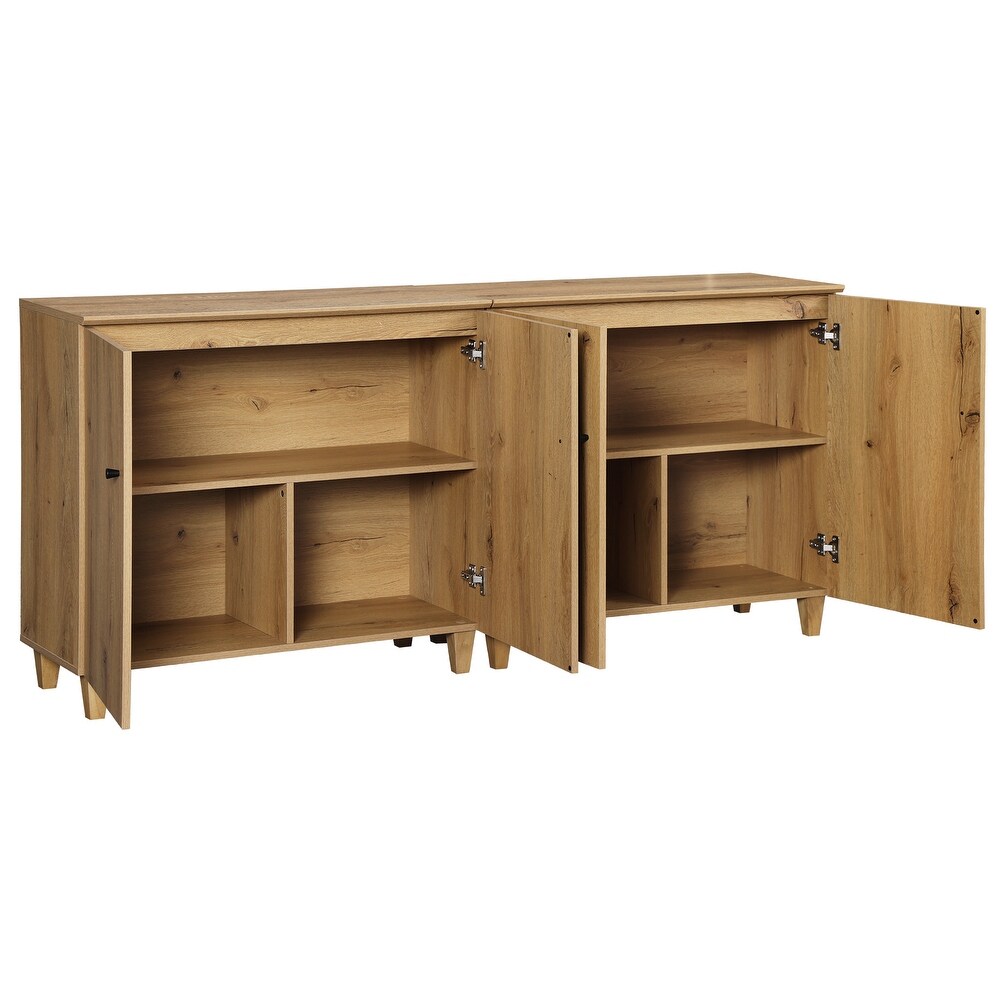 WAMPAT Modern TV Stand  Tall Entertainment Center with Doors