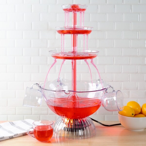 3-Tier Party Drink Dispenser �C 1.5-Gallon Punch Fountain with LED Light Base and 5 Cups by Great Northern Party