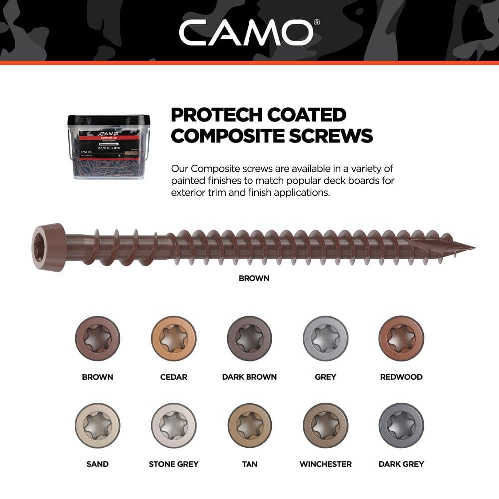 CAMO #10 2-12 in. Brown Star Drive Trim-Head Composite Deck Screw (1750-Count) 0349259