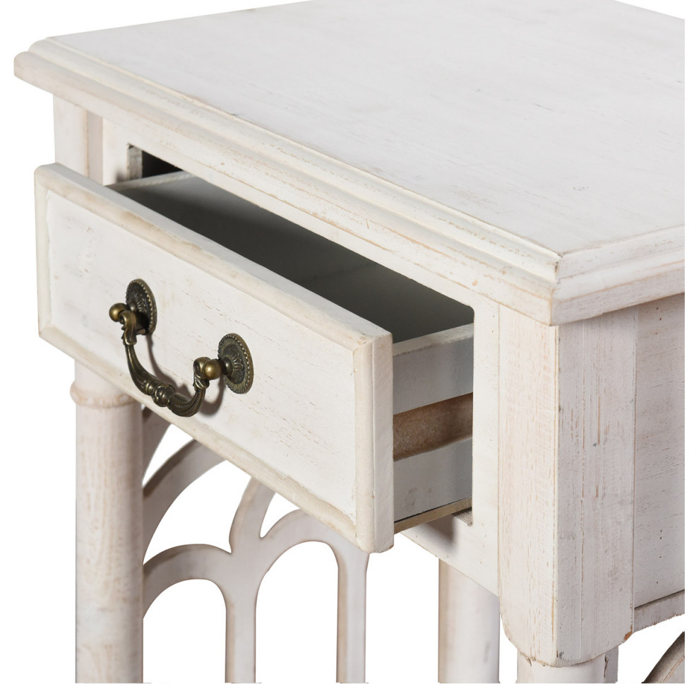 Signature End or Side Table  White With Distressing  20 quot  French Country   Side Tables And End Tables   by GwG Outlet  Houzz