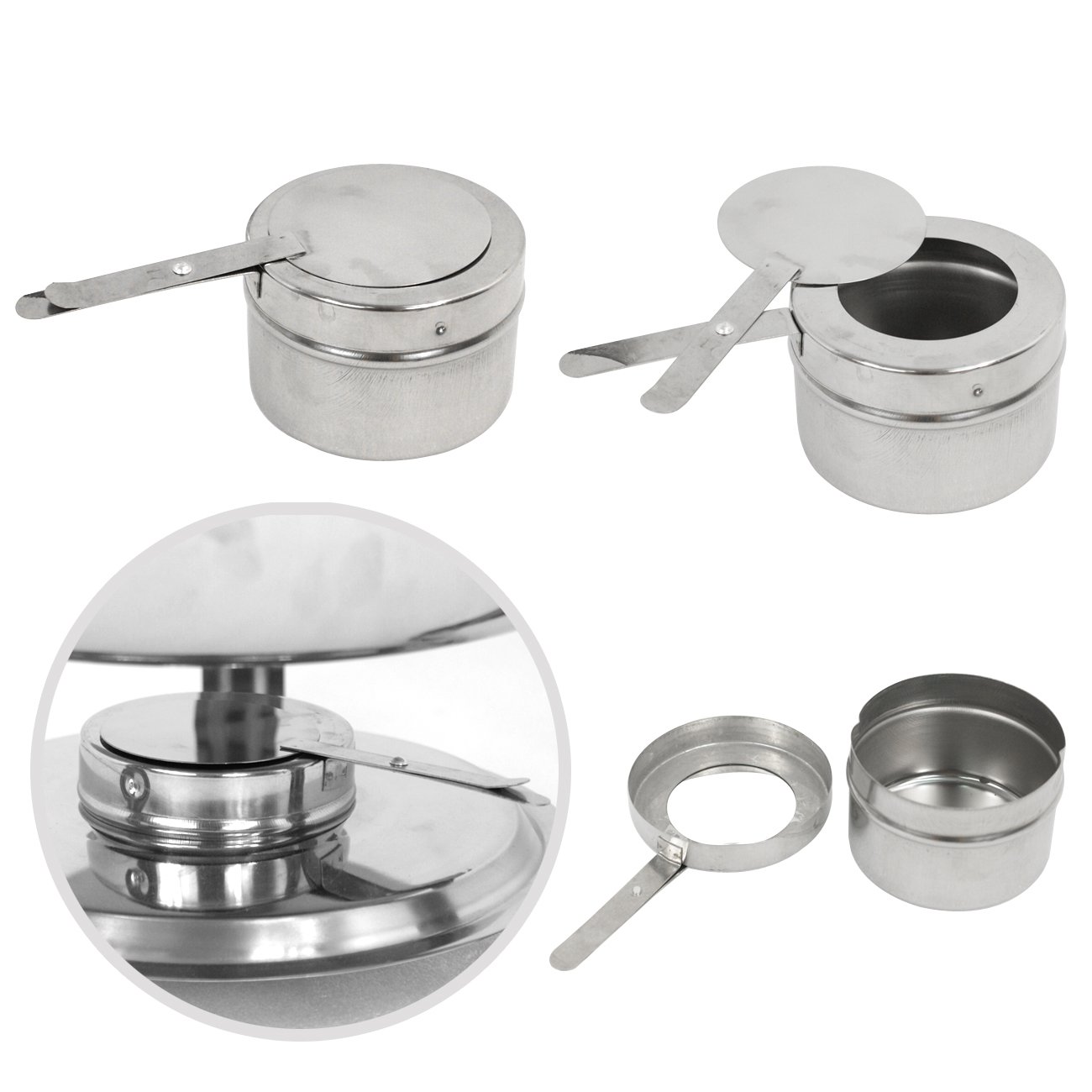 ZENY Pack of 8 Full Size Round Chafing Dish 5 qt Stainless Steel Buffet Catering Set