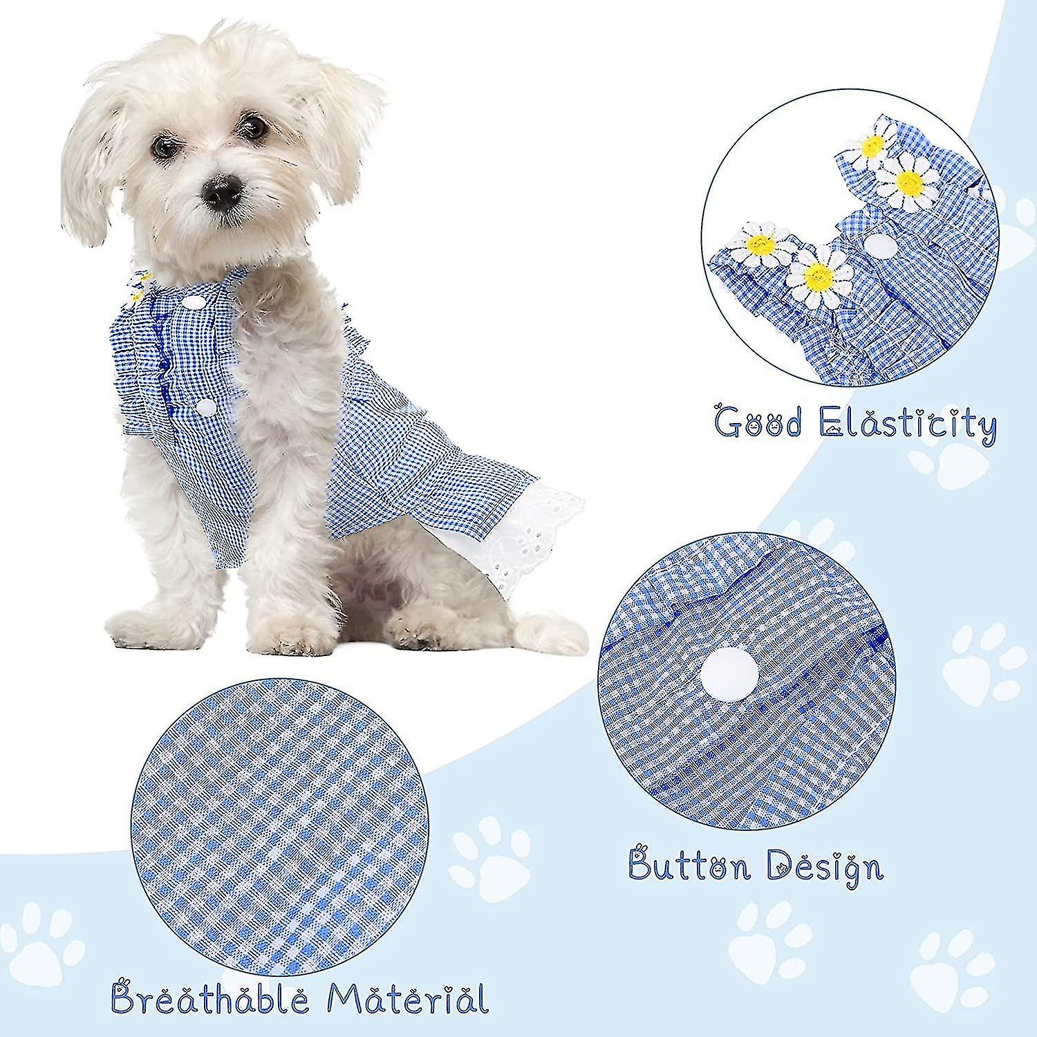 Dog Dresses Girl Pet Clothes Plaid Princess Skirt Spring Summer Tutu Lace Birthday Party Dresses