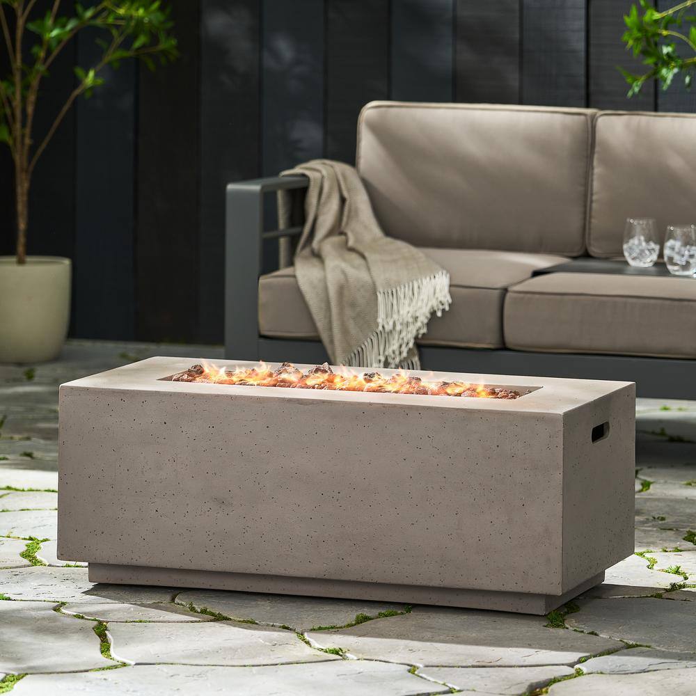 Noble House Mayfair Dark Grey Rectangular Stone Fire Pit (No Tank Holder) 42615