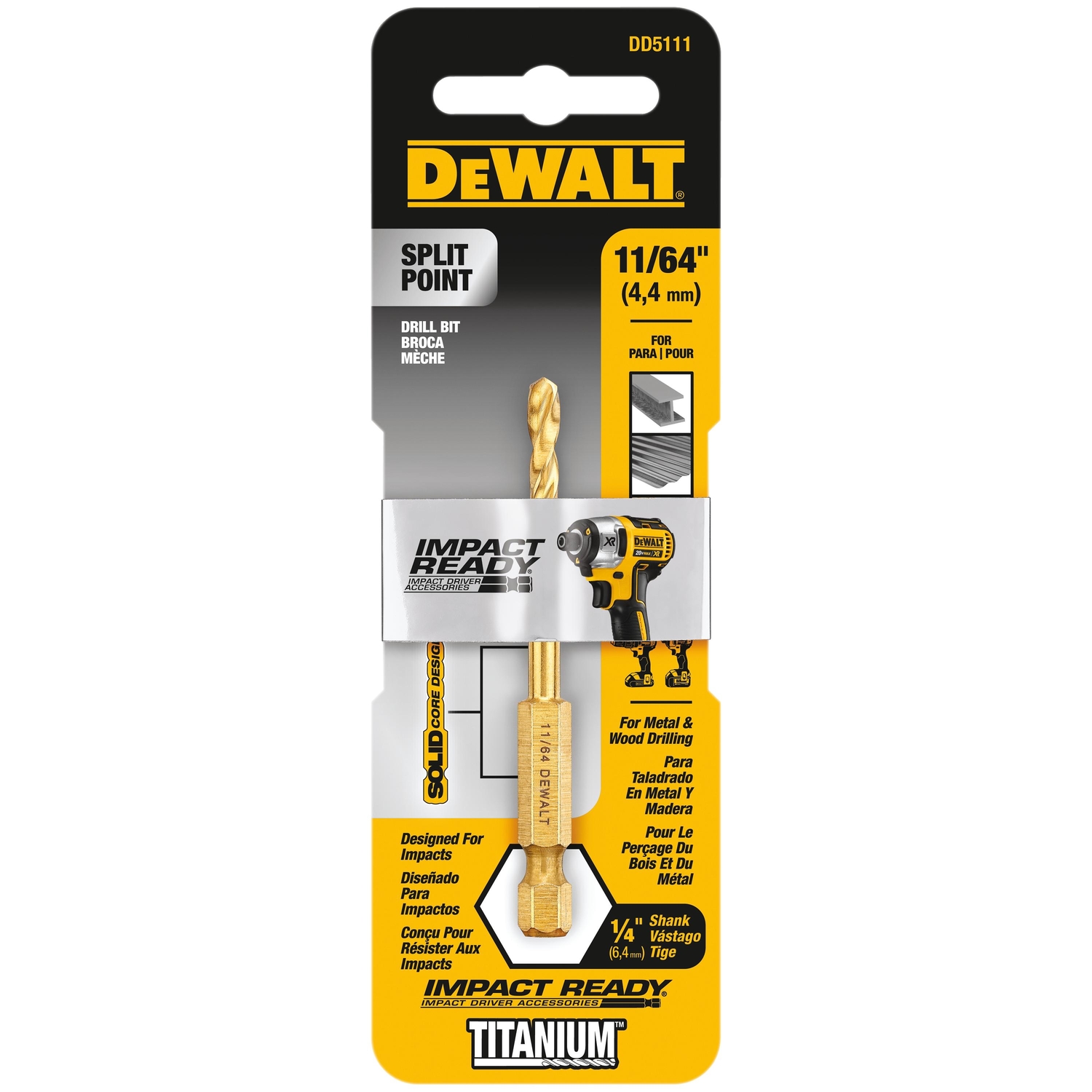 DW Impact Ready 11/64 in. X 2-29/32 in. L High Speed Steel Drill Bit 1 pc