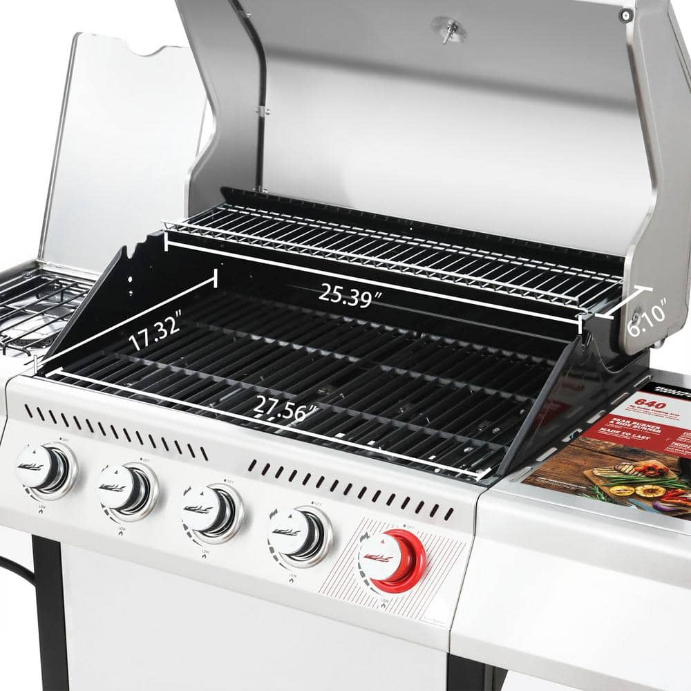 Royal Gourmet 5-Burner Propane Gas Grill in Stainless Steel with Sear Burner and Side Burner GA5401T