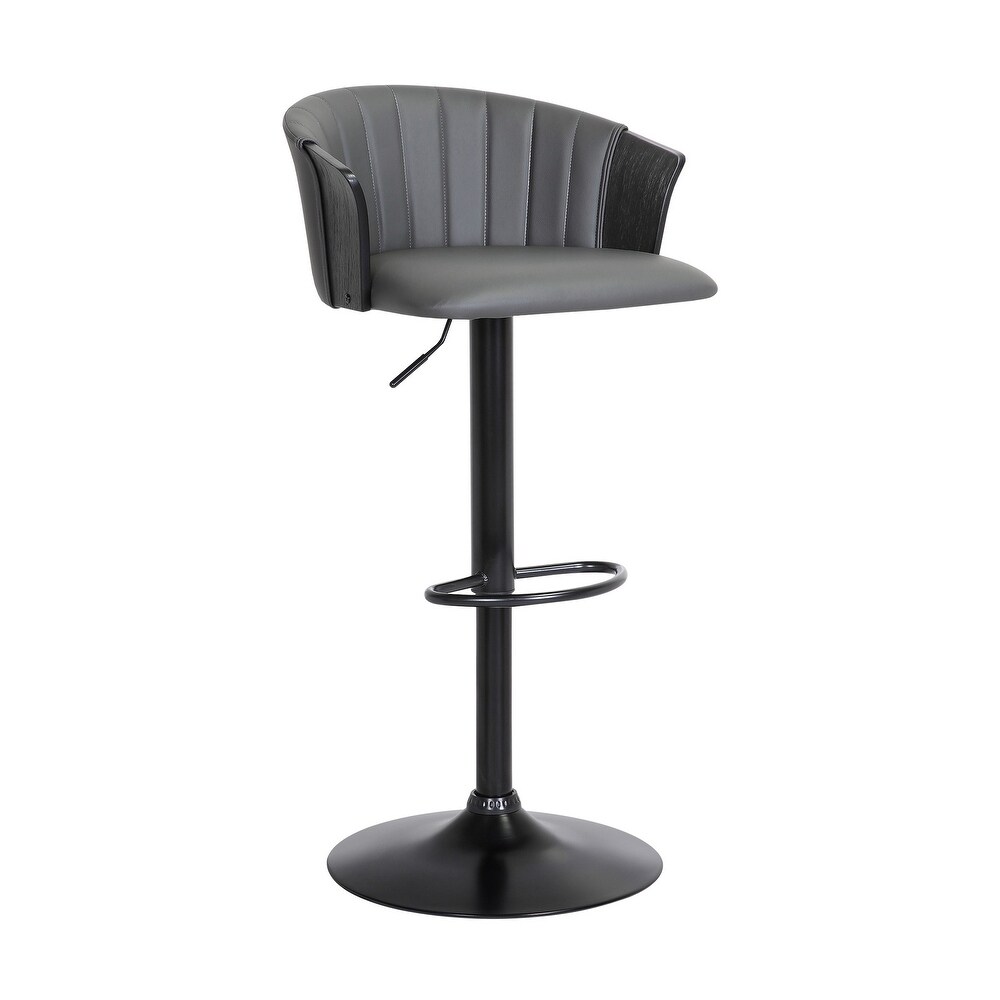 Liz 24 33 Inch Adjustable Height Swivel Barstool Chair  Faux Leather  Black