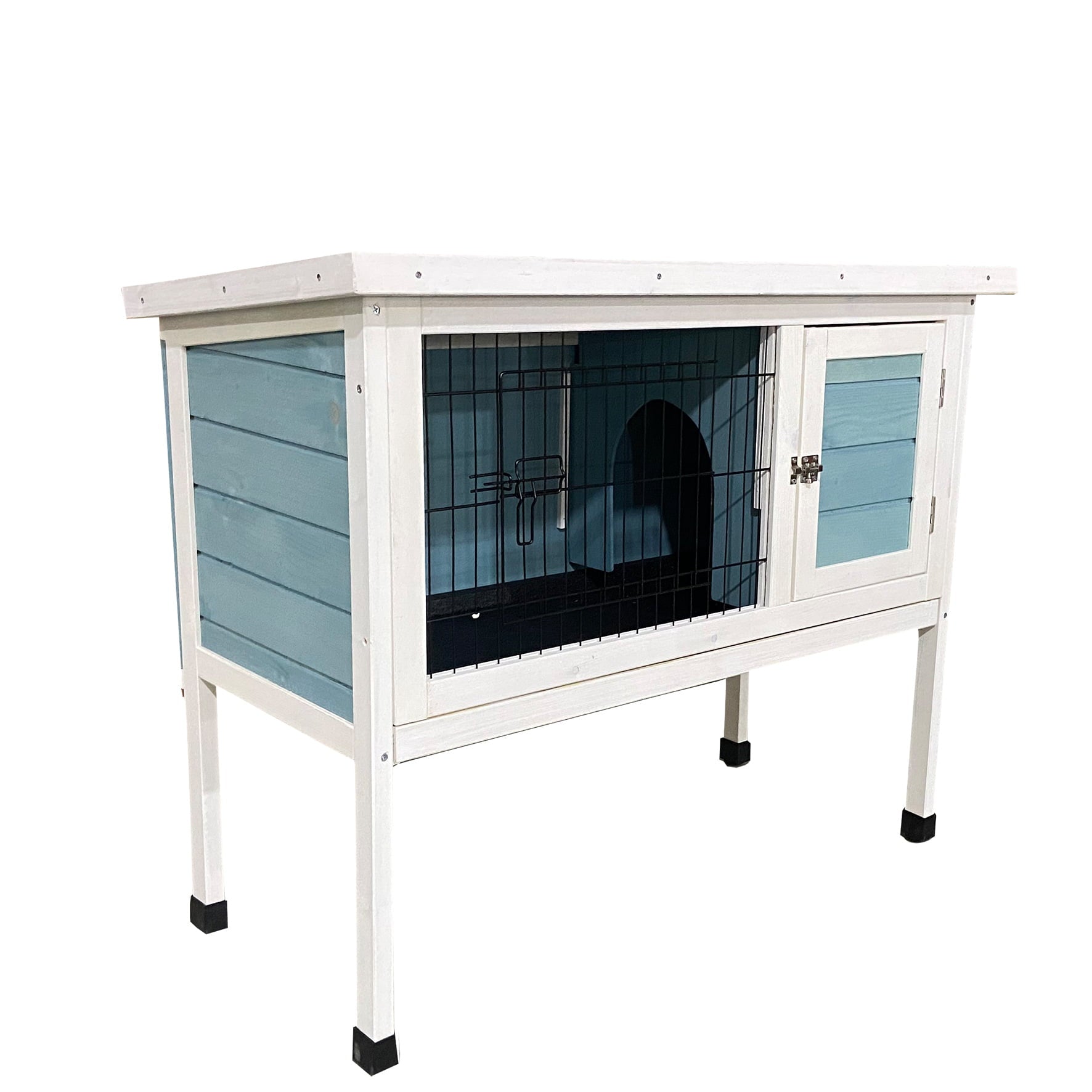 Seny Indoor Outdoor Wooden Rabbit Hutch With Hinged Asphalt Roof