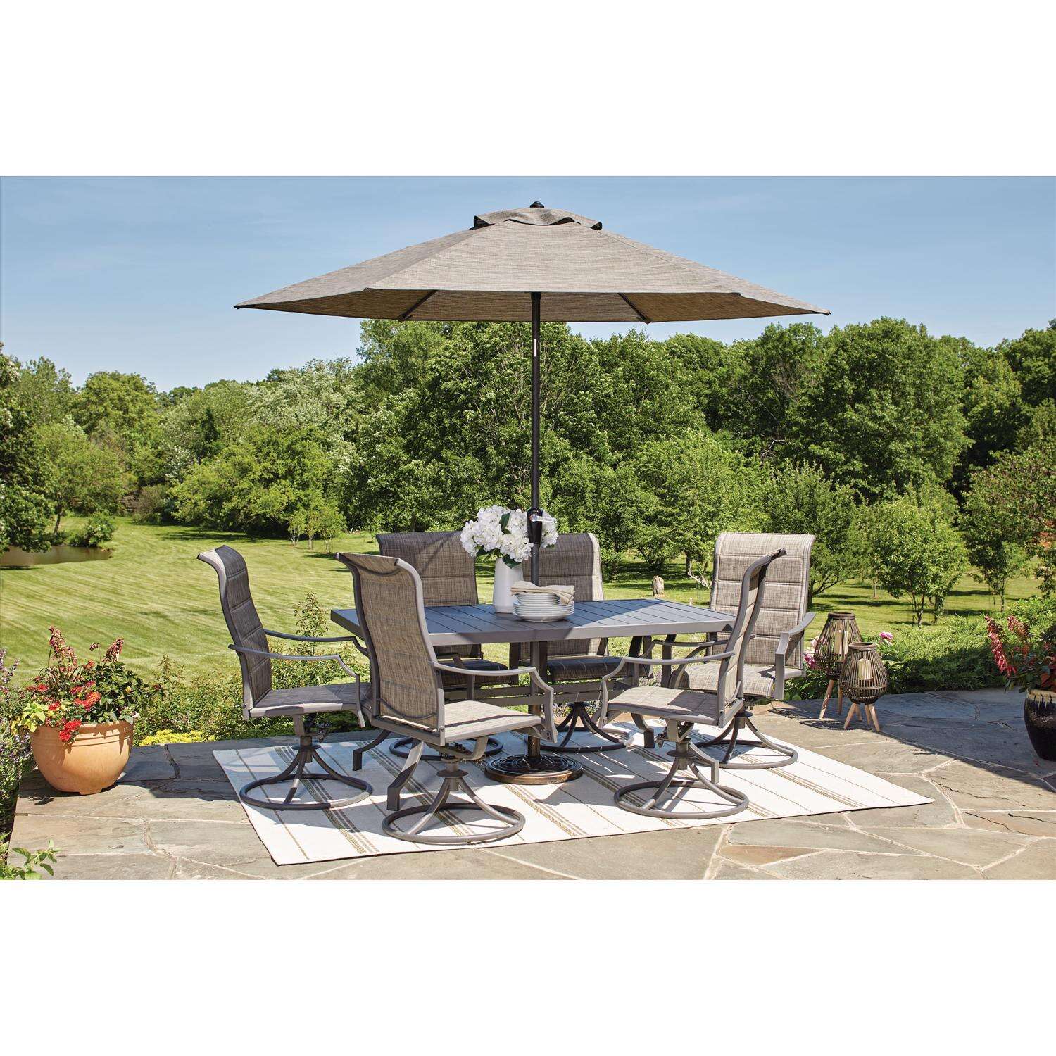 Living Accents Ainsley 7 pc Gray Swivel and Sling Dining Set Gray