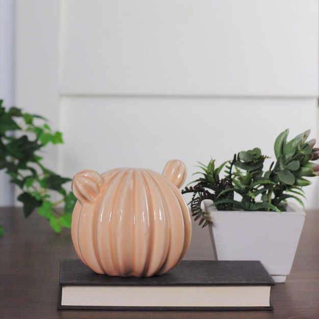 Ceramic Cactus Striped Table Top Decoration Peach